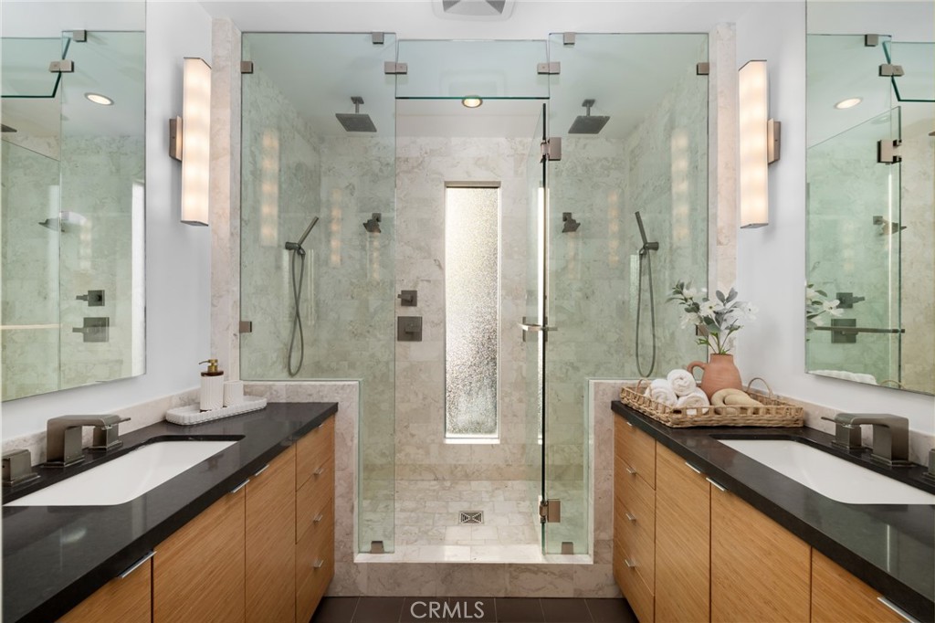 598 Camillo Road Sierra Madre, CA 91024 - Photo 38 of 75 a bathroom with a shower sink vanity granite and shower