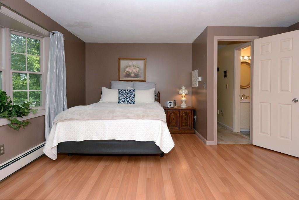 24 1st Street Amesbury, MA 01913 - Photo 13 of 42 a spacious bedroom with a bed and a potted plant