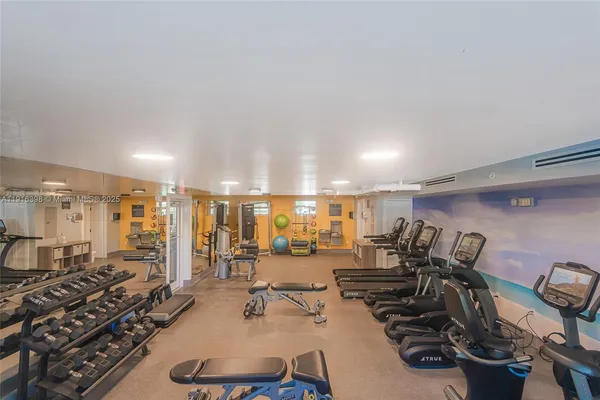 a view of a room with gym equipment