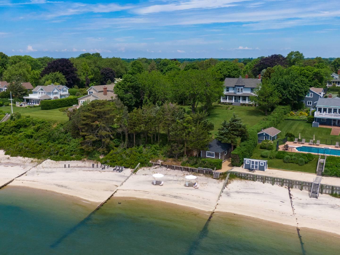 Bird's eye view with a beach view and a water view