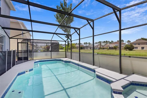 a room with pool