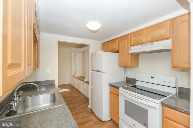 a kitchen with a sink a stove and refrigerator
