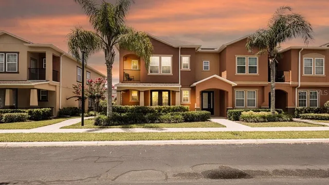 a front view of a building with street view