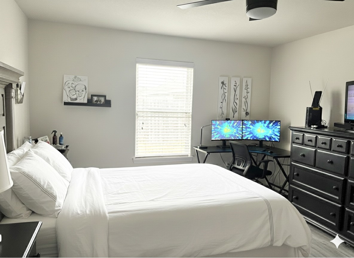 11230 Hall Ranch Court Houston, TX 77075 - Photo 5 of 21 a bedroom with a bed and a flat screen tv