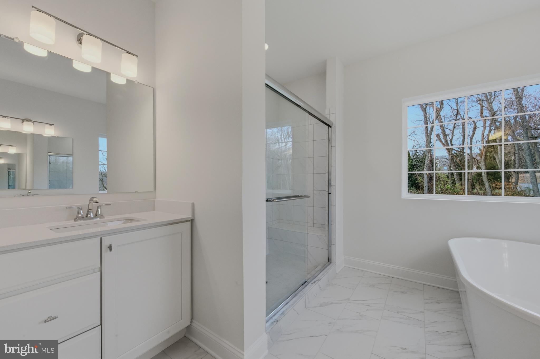 253 Grove View Drive Hockessin, DE 19707 - Photo 15 of 25 a bathroom with a granite countertop sink a mirror and a bathtub