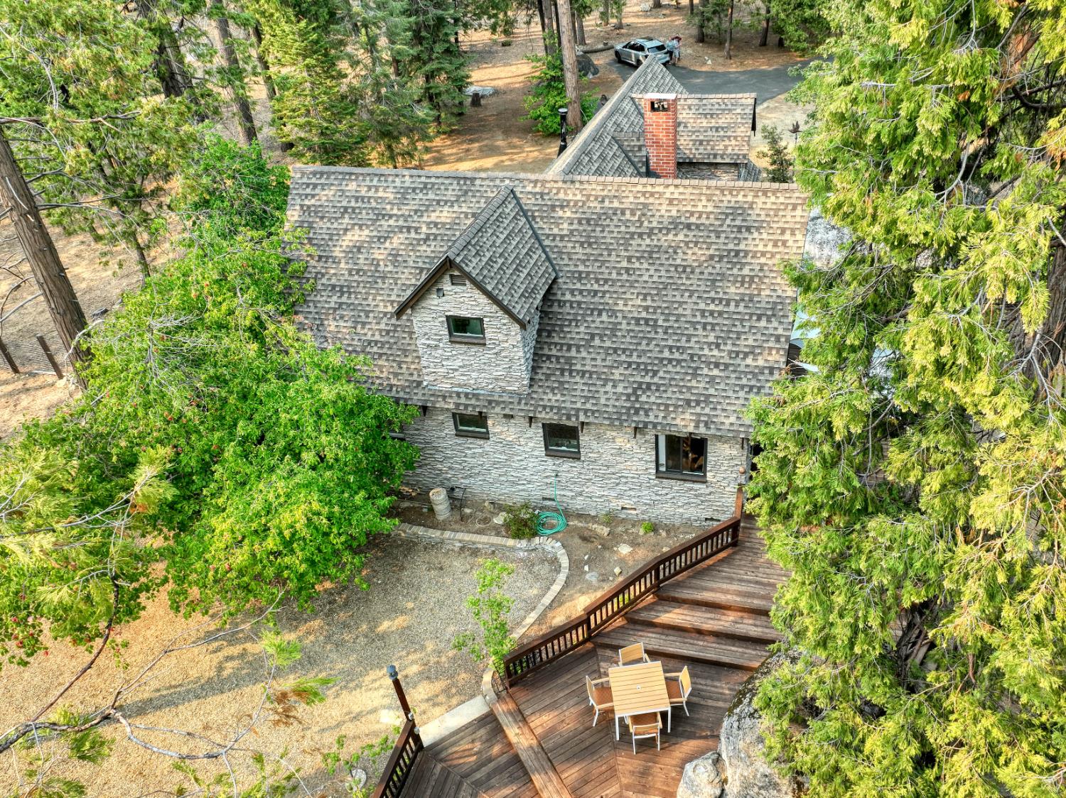 38848 Ridge Road Shaver Lake, CA 93664 - Photo 67 of 81 aerial view of a house with a yard and potted plants