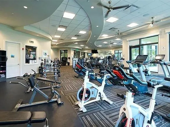 a view of a room with gym equipment