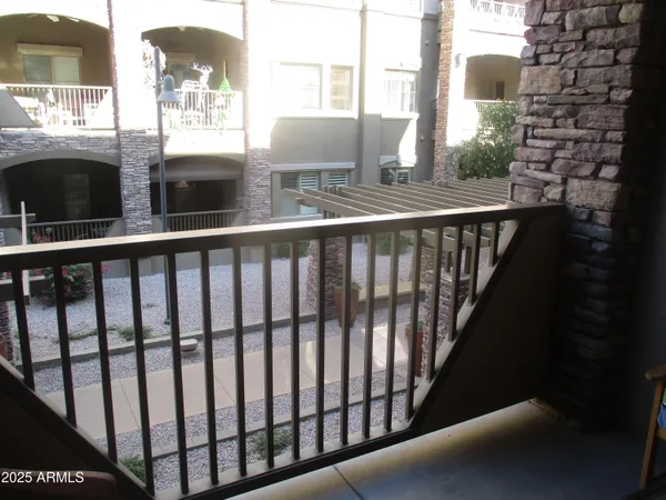 a view of a garden with a slide