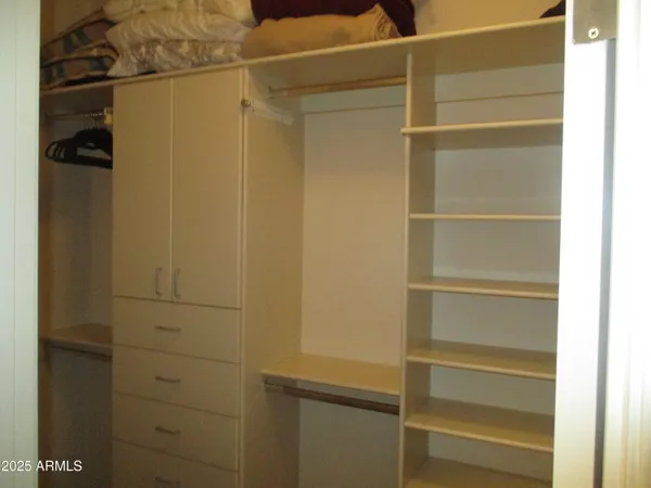 a close up view of a closet