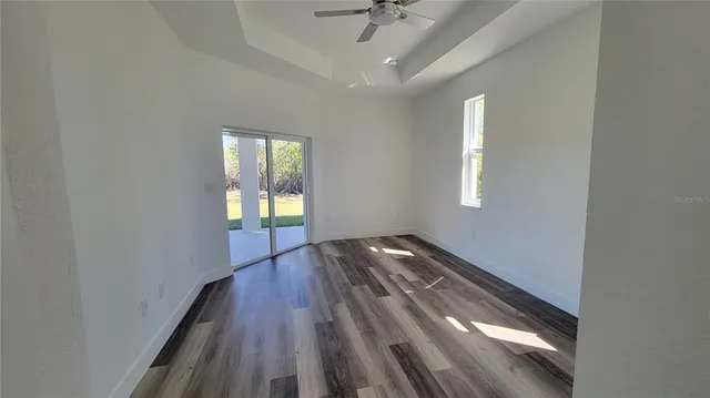 an empty room with windows