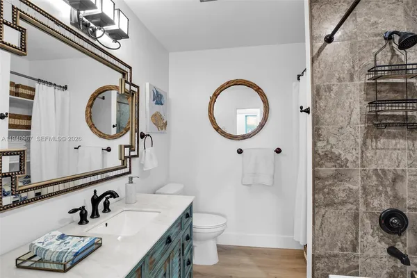 a view of a lake with a city