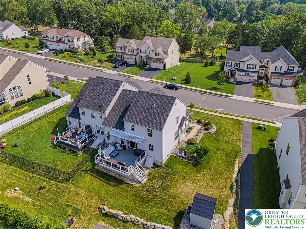 4435 Stole Road Emmaus, PA 18049 - Photo 63 of 64 an aerial view of a house with garden space and a car park in front of it