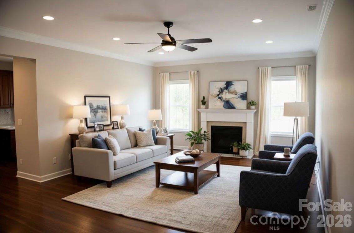 1304 Overhill Road Salisbury, NC 28144 - Photo 2 of 24 a living room with furniture a fireplace and a flat screen tv