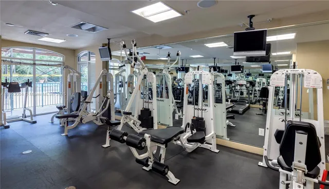 a view of a room with gym equipment