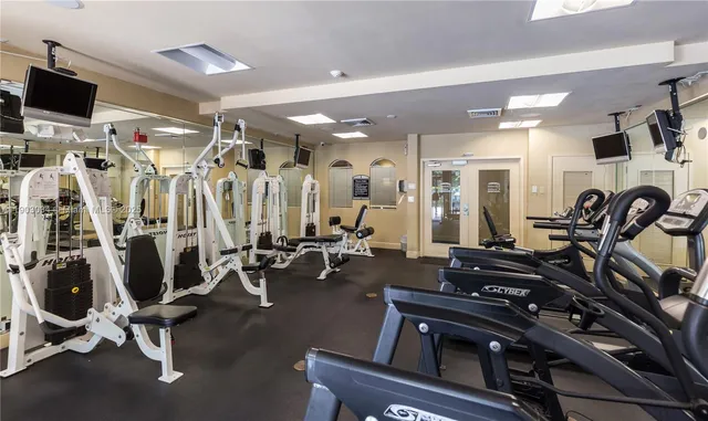 a view of a room with gym equipment