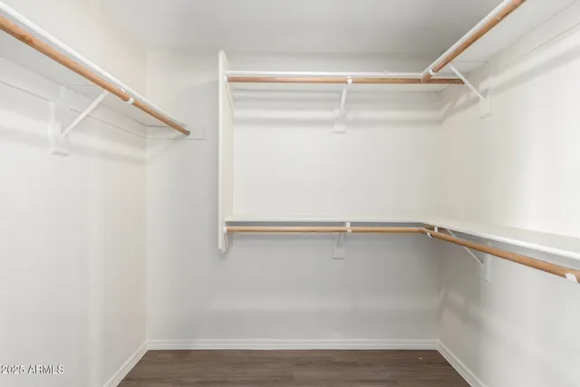 a view of an empty walk in closet