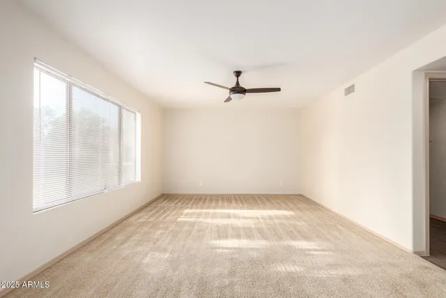 a view of a room with a window