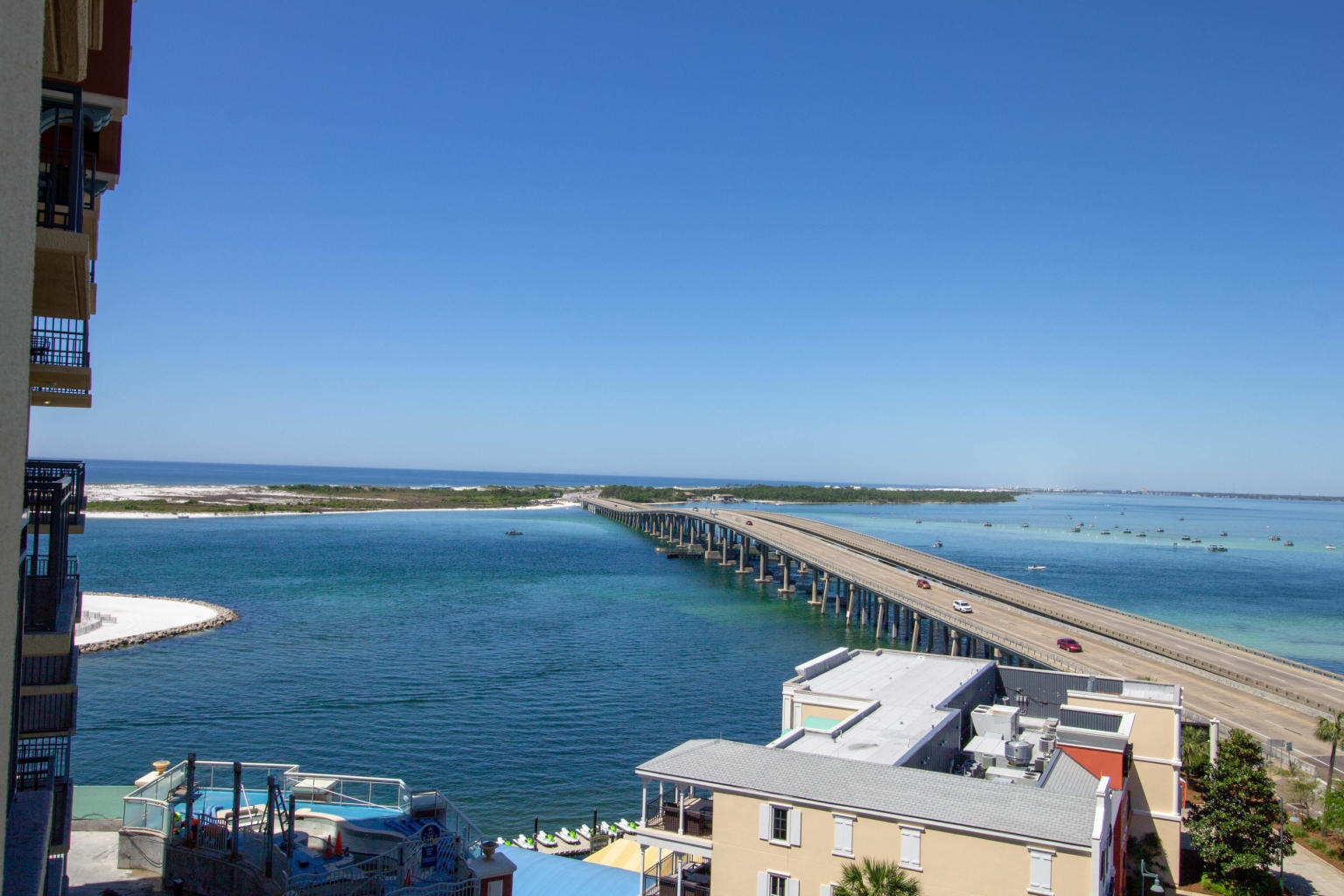 a view of an ocean from a balcony