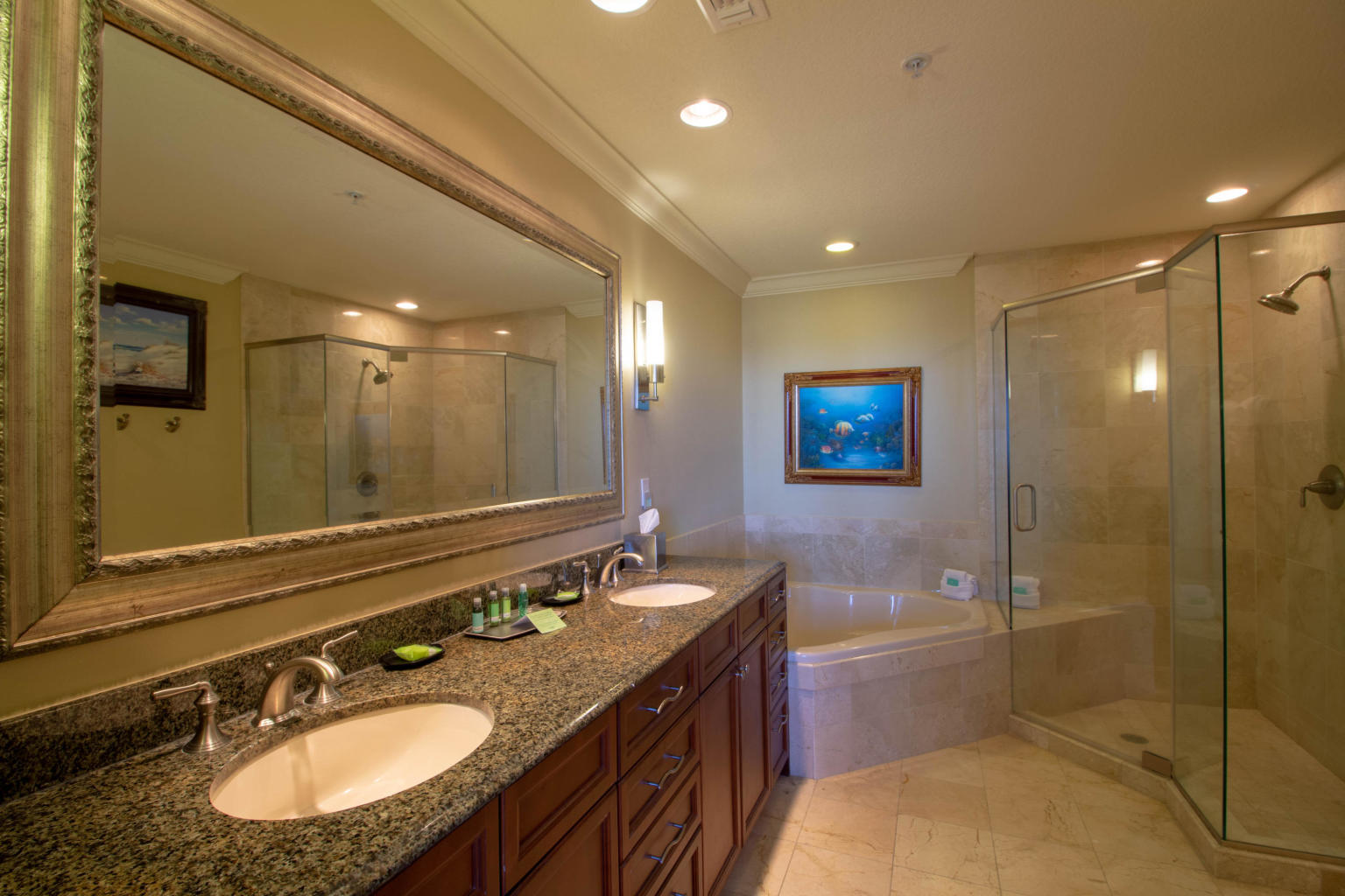 10 Harbor Boulevard, Unit W528 Destin, FL 32541 - Photo 8 of 25 a bathroom with a granite countertop sink a toilet a mirror and shower