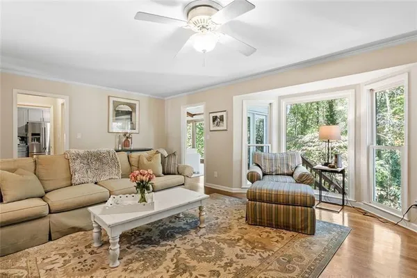 a living room with furniture