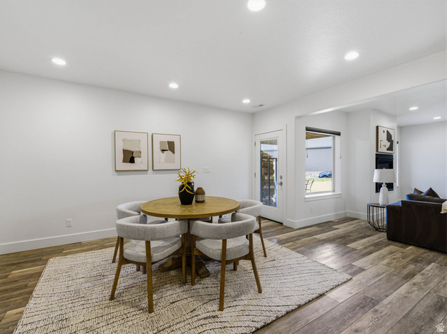 402 Shadow Hill Road Wanship, UT 84017 - Photo 47 of 90 Dining room featuring recessed lighting and wood finished floors