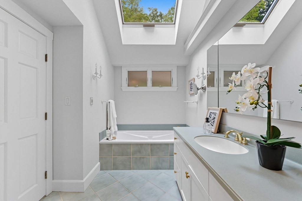22 Burlington Street Lexington, MA 02420 - Photo 20 of 32 a bathroom with a tub sink and a potted plant