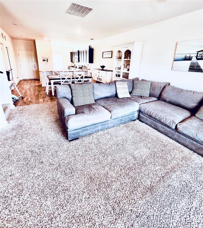 196 Cattlemans Crk Road West Newark, TX 76071 - Photo 10 of 31 Open-concept living space with shaggy light-toned carpeting