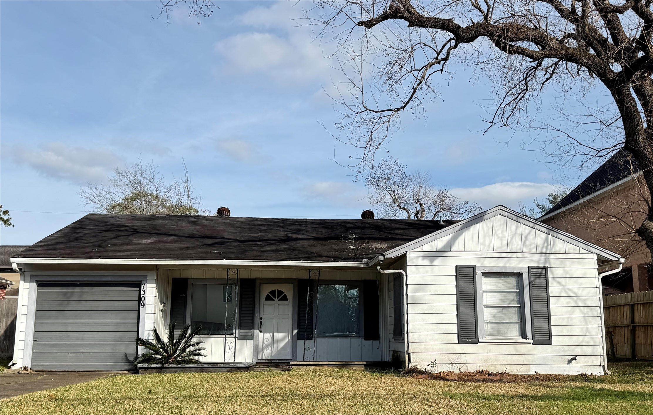 a view of a house with a small space
