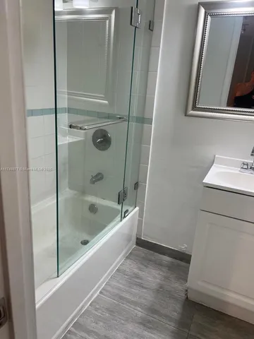 a bathroom with a tub