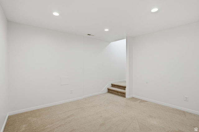 2007 Fielding Hill Lane Draper, UT 84020 - Photo 37 of 83 Carpeted room featuring recessed lighting, light-toned walls, white baseboards, and a carpeted staircase