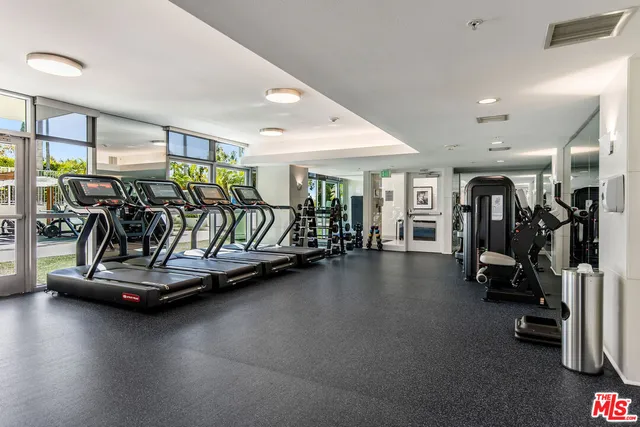 a view of a room with gym equipment