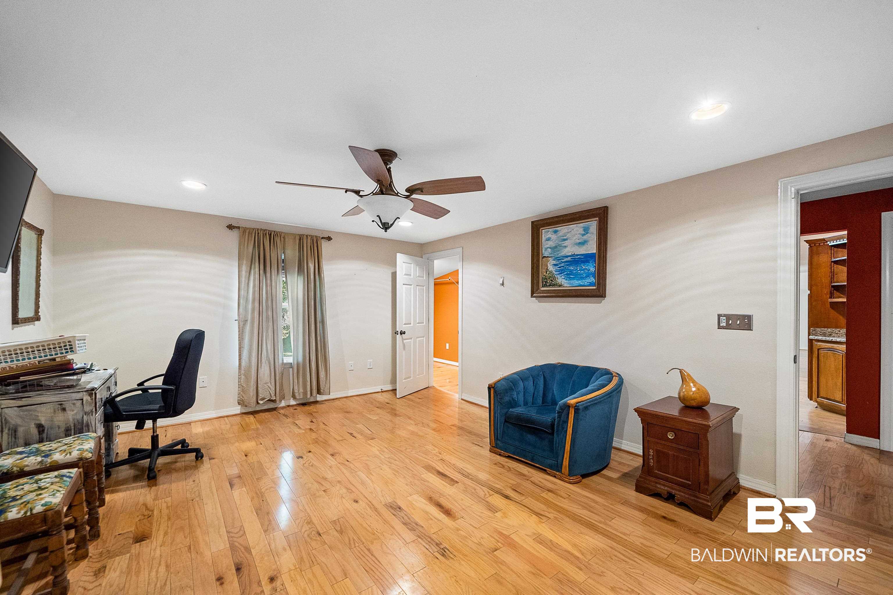 11528 Whitehouse Fork Road Bay Minette, AL 36507 - Photo 17 of 37 Office area with recessed lighting, light wood-type flooring, and ceiling fan