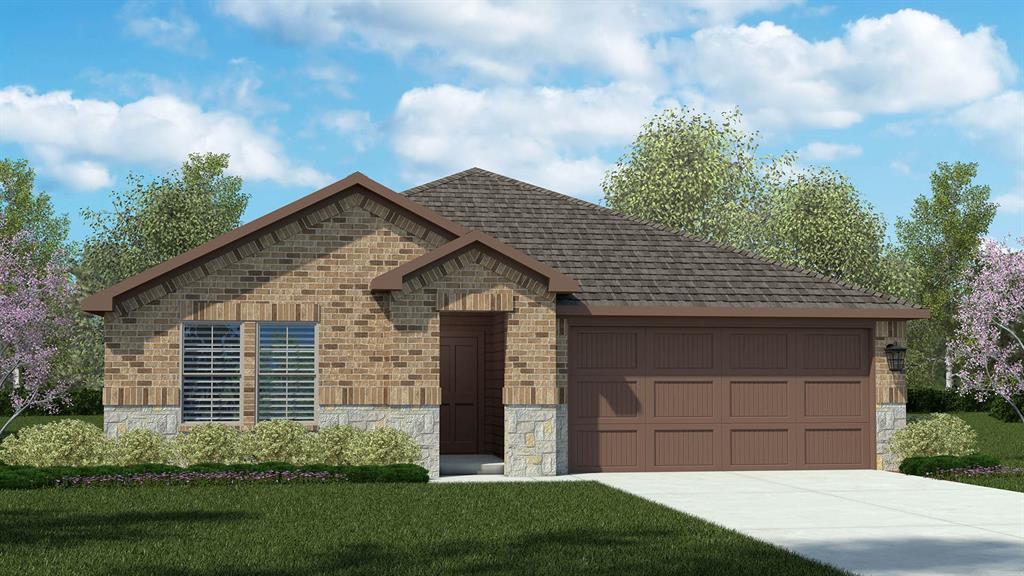 1609 Tin Roof Road Krum, TX 76249 - Photo 36 of 39 Front Elevation-D.R. Horton's Justin floor plan elevation-B-All Home and community information, including pricing, included features, terms, availability and amenities, are subject to change at any time without notice or obligation. All Drawings, pictures, photographs, video, square footages, floor plans, elevations, features, colors and sizes are approximate for illustration purposes only and will vary from the homes as built.