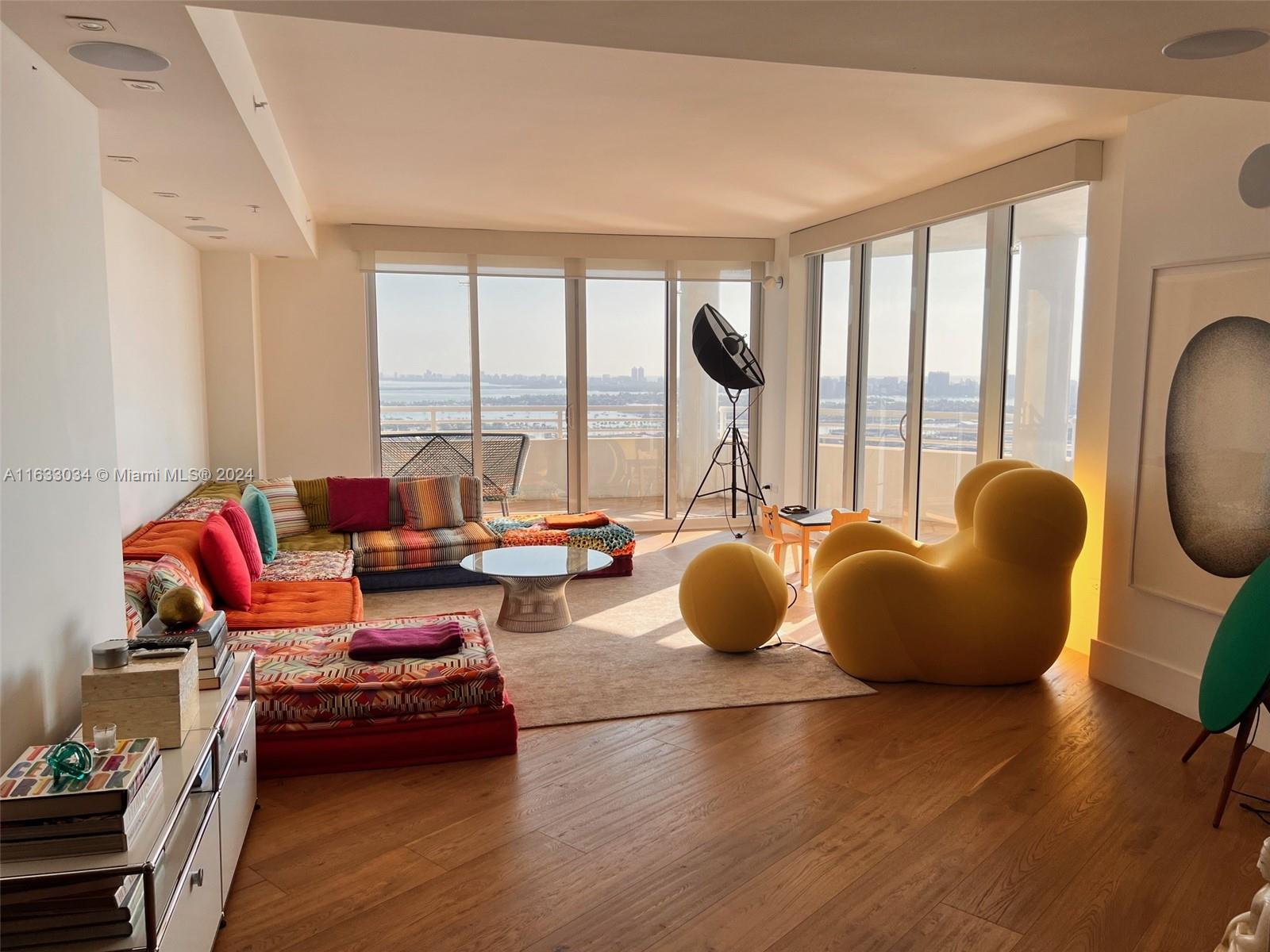 848 Brickell Key Drive, Unit 3701 Miami, FL 33131 - Photo 15 of 84 a living room with furniture and a large window