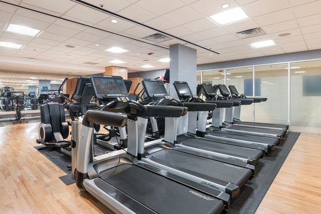a view of a room with gym equipment