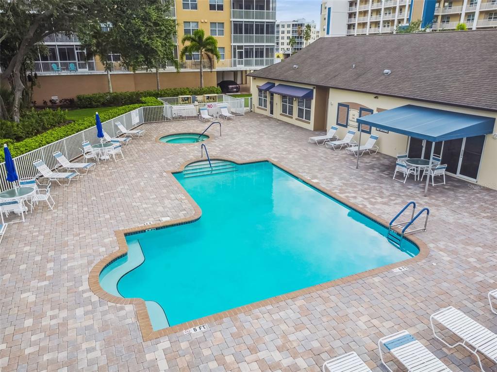 960 Starkey Road, Unit 2203 Largo, FL 33771 - Photo 48 of 53 an aerial view of a house with swimming pool and patio