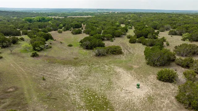 a view of a green field with lots of bushes