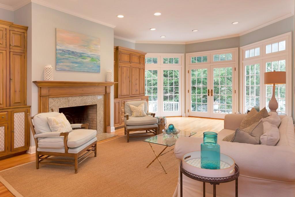 141 Brookside Road Darien, CT 06820 - Photo 5 of 26 a living room with furniture and a fireplace
