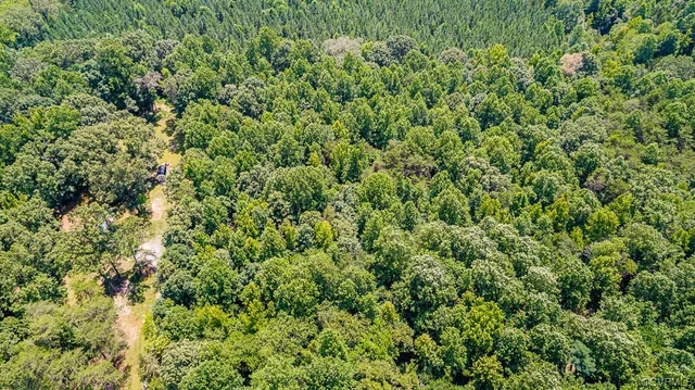 a backyard of a house with lots of green space and a lake view