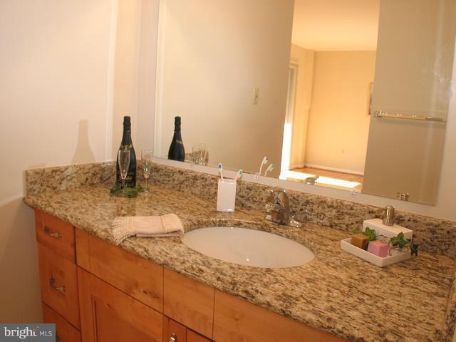 9247 Three Oaks Drive Silver Spring, MD 20901 - Photo 28 of 30 a bathroom with a granite countertop sink and a mirror