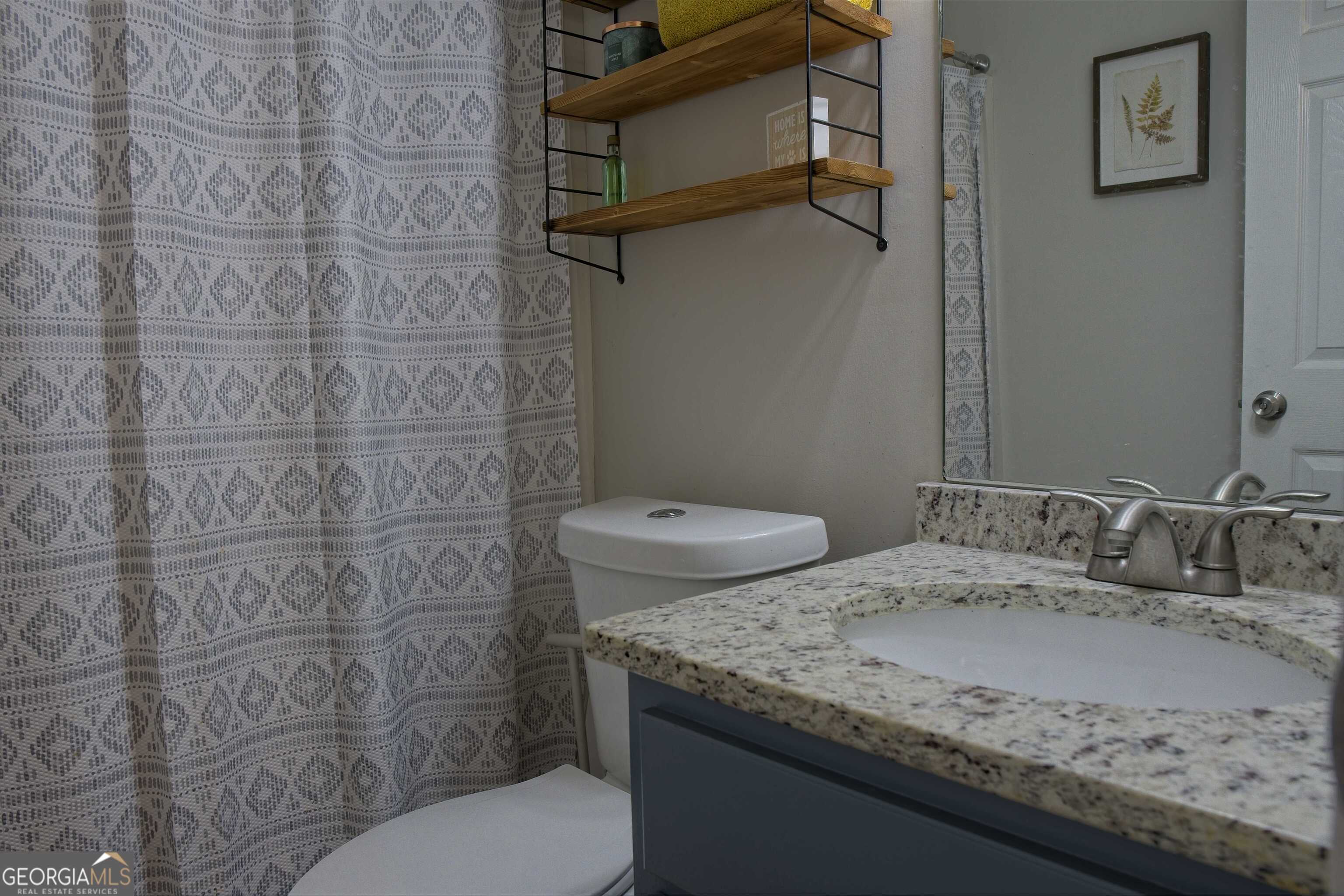 705 Baker Road Oxford, GA 30054 - Photo 40 of 50 a bathroom with a granite countertop sink and a toilet