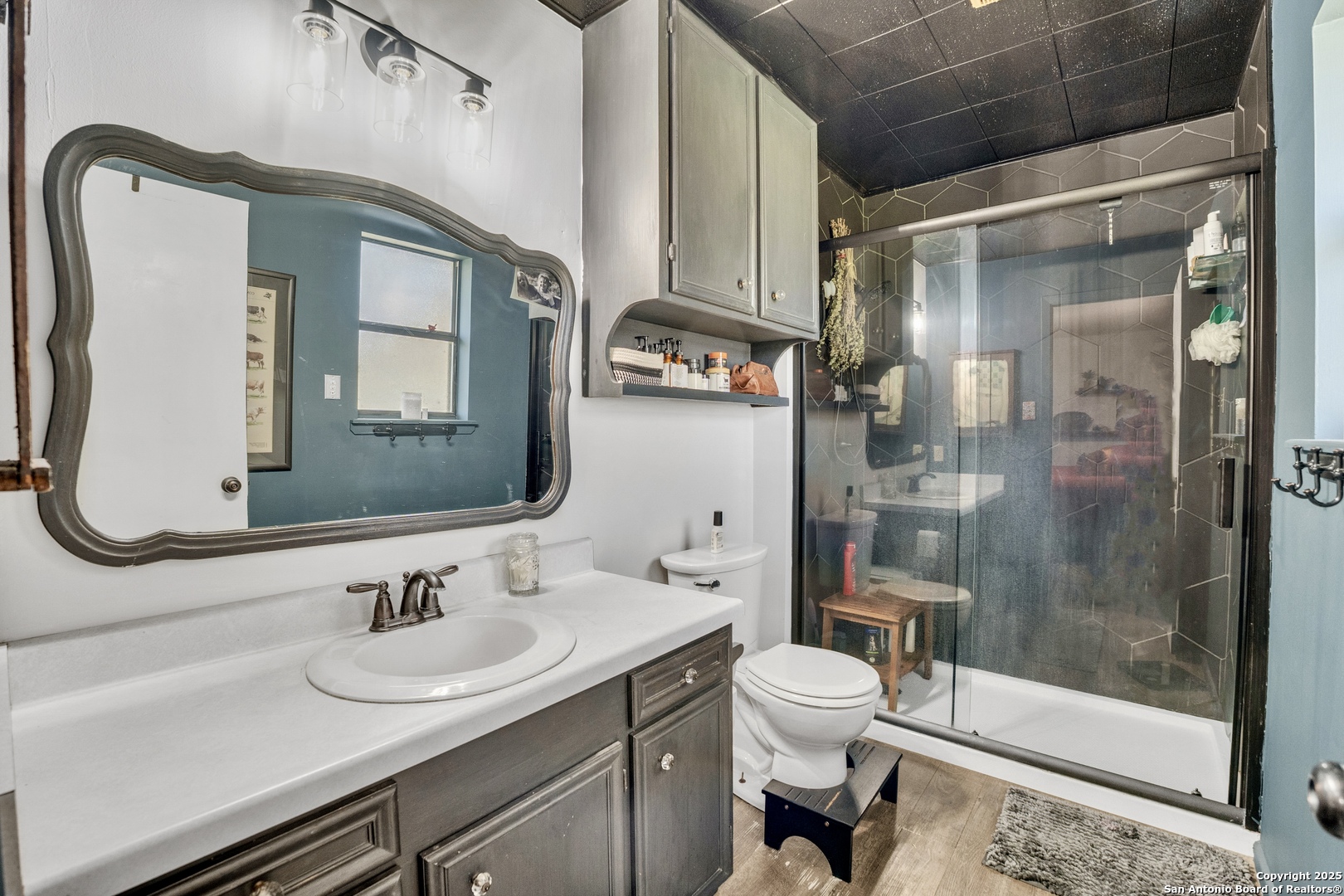 470 Rutledge Road Poteet, TX 78065 - Photo 20 of 40 a bathroom with a sink a toilet and shower