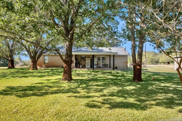 a large tree in middle of the house next to a yard