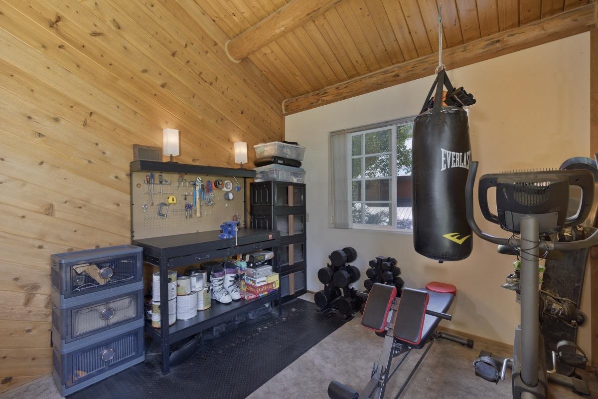 64 Carson Street June Lake, CA 93529 - Photo 27 of 47 a view of a room with gym equipment
