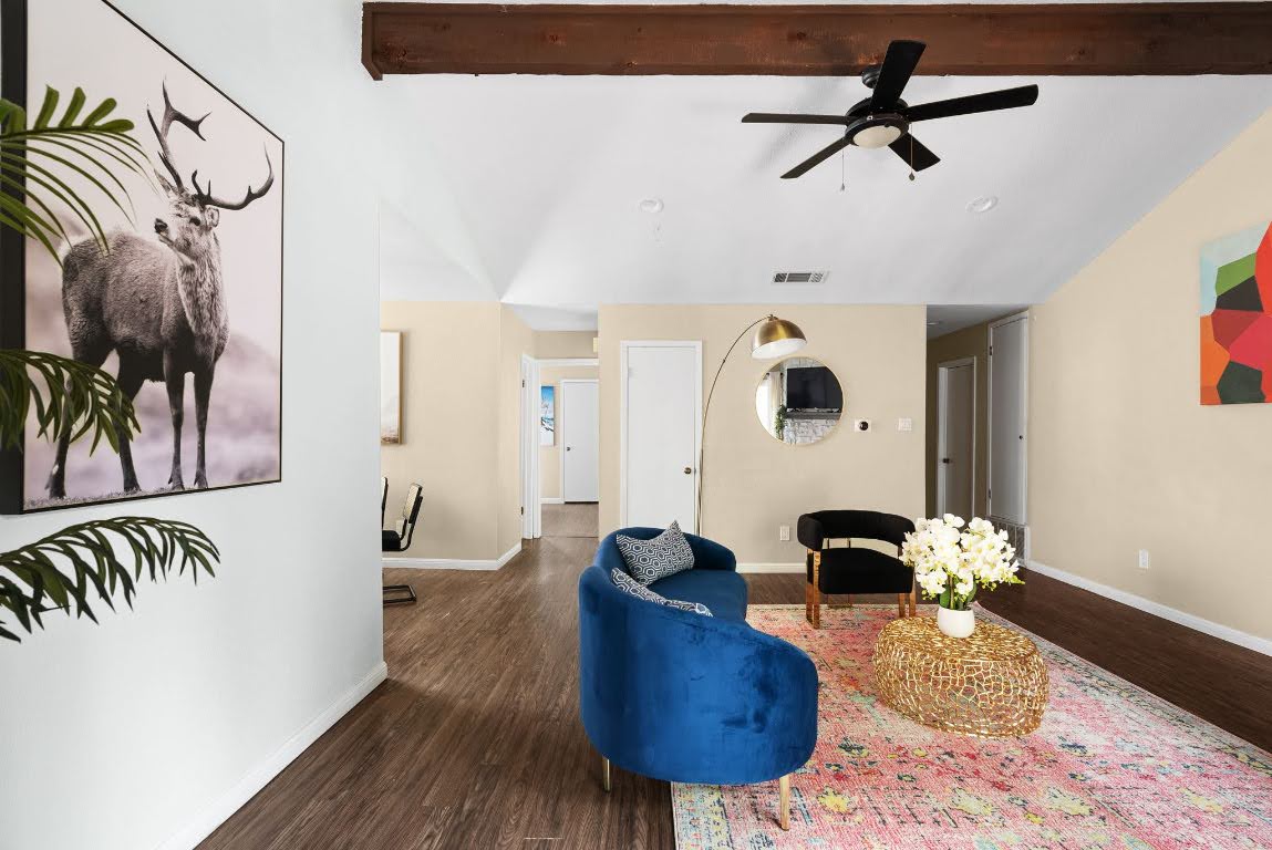 2320 Montclaire Street, Unit A Austin, TX 78704 - Photo 11 of 36 a living room with furniture and wooden floor