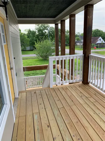a view of a wooden deck