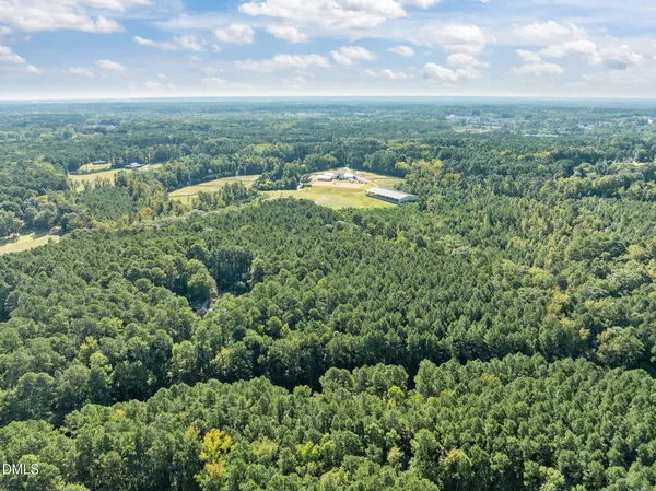 a view of a city with green space
