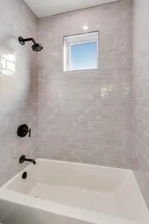 a bathroom with a bathtub