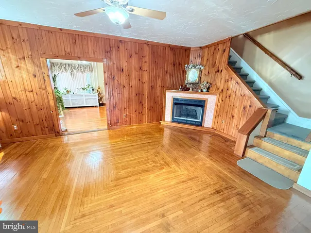 a view of an entryway with a fireplace