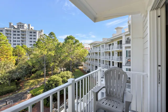 a view of a balcony with an outdoor space
